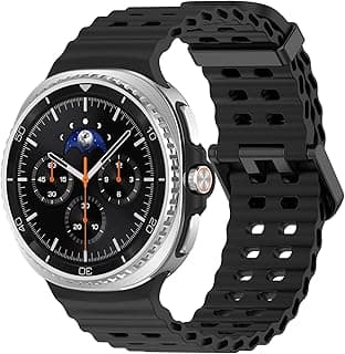 Silicone Ocean Strap Compatible with Samsung Watch 8 44mm 40mm Samsung Watch 8 Classic 46mm - Sports Bands with Metal Connector No Gap Breathable Band
