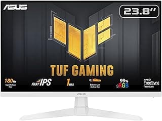 شاشة ألعاب تي يو اف VG249Q3A-W 24 بوصة (23.8 بوصة قابلة للعرض)، دقة FHD (1920×1080)، 180 هرتز، تقنية IPS سريعة، ضبابية منخفضة، 1 مللي ثانية (GTG)، فري سينك بريميوم™، تشغيل سريع، إضاءة sRGB 99%