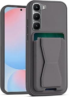 Leather Wallet Case Compatible with Infinix Hot 60 5G/Hot 60i, Leather Back Cover With TPU Frame, Shockproof Protective Phone Case with Card Holder Stand (Dark Gray)