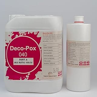 راتنج إيبوكسي شفاف Deco Pox 040 - يستخدم للطلاء الزخرفي، عزل وحماية الأعمال الفنية واللوحات، 6.5 كجم - يجف في درجة حرارة الغرفة وذاتي التسوية - نسبة الخلط بالوزن 100 A : 30 B
