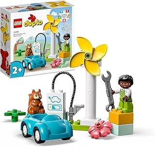 10985 DUPLO Town Wind Turbine and Electric Car Toy for 2 Plus Year Old Toddlers, Boys and Girls, Educational Toys with Figures, Sustainable Living Playset