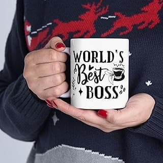 مج قهوة World's Best Boss - هدية مكتبية مضحكة - مج سيراميك 11 أونصة للمنزل والمكتب-34