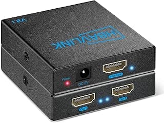 موزع HDMI واحد لـ 4 مخارج - موزع HDMI 4 اتجاهات V1.4 لتكرار إشارة واحدة لـ 4 شاشات، دعم مسافة 98 قدم، HDCP، 3D، HDR، 4K 30Hz