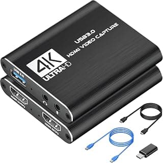 Capture Card Nintendo Switch, 4K HDMI Video Capture Card, Game Capture Card, 1080P 60FPS Video Capture Device, HDMI to USB 3.0 Capture Card for Streaming, Work with Camera/Xbox/PS4/PS5/PC/OBS