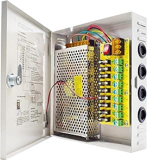 Ayoii Weishuo CCTV Power Supply 9 Channel Output 12 V 10 A Distributed Power Supply Port Box for CCTV DVR Security System and Cameras