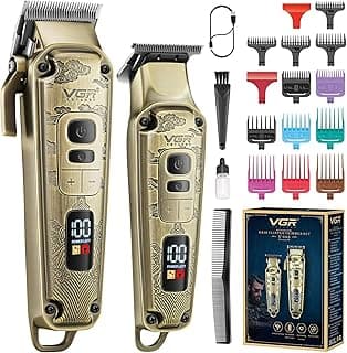 Hair Clipper For Men Professional Hair Trimmer Barber Clippers Set, Cord/Cordless Bread Trimmer Hair Grooming Kit, T-Blade Zero Gapped Rechargeable Led Display Haircutting Kit