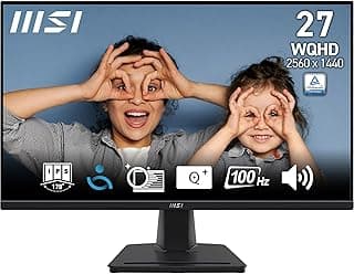 شاشة كمبيوتر برو MP275Q 27 بوصة WQHD من ام اس اي - لوحة معيار مقاومة الماء 2560 × 1440، 100 هرتز، شاشة ملائمة للعين، مكبرات صوت مدمجة، إمالة وقابلة للتعديل - ومنفذ HDMI 2.0b، ديسبلاي بورت (1.2 أمبير)