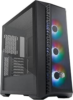 كيسة كمبيوتر ماستربوكس 520 بتصميم شبكي تدعم اللوحات الأم ATX، M-ATX وITX من كولر ماستر، أسود