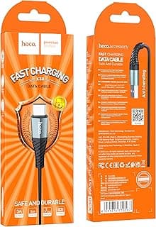كابل شحن ونقل بيانات سريع X38 (3A - 1 متر)، منفذ USB-A إلى USB-C، متوافق مع سامسونج، هواوي، شاومي، اوبو - أسود
