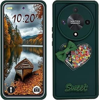 Silicon Shockproof Protective Bumper Resistant Case with Hearts Glitter for Honor X9b 5G / Honor Magic 6 Lite (Dark Green)