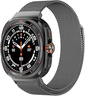 سوار معدني JKD متوافق مع ساعة سامسونج Galaxy Watch Ultra مقاس 47 مم، شبكة ستانلس ستيل مغناطيسية