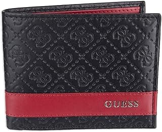Rodeo Perforated Bi-fold Wallet for Men - Leather, Black/Red
