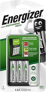 Maxi Recharge Charger, plus Rechargeble Battery, Size AA, Pack of 4 Blister Card, 2000 mAh - شاحن + 4 حجر قلم