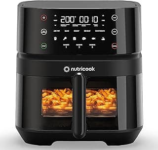 قلاية هوائية نوتريكوك AF357V AIR FRYER 3 VISION سعة 5.7 لتر 1700 وات، لون أسود مع نافذة شفافة - ضمان دولي