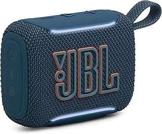 JBL مكبر صوت جو 5 محمول للغاية ومقاوم للماء والسقوط مع صوت JBL الأسطوري وإضاءة الحافة المحيطة، اقتران ستيريو فوري اير تاتش او ربط مكبرات صوت متوافقة متعددة عبر اوراكاست™ (ازرق)