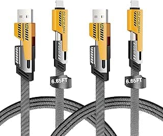 4-in-1 Multi USB Charging Cable - Fast charge and sync your devices with dual USB-A, USB-C, and Lightning ports in one 2m cable, perfect for iPhone, Android, and iPad users.