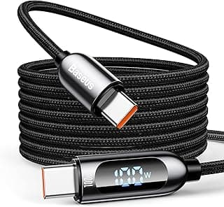 كابل USB C بقدرة 100W مع شاشة LED لهواتف شاومي 10، هواوي، سامسونج، شحن سريع 5A (2 متر، C to C 100W، أسود)