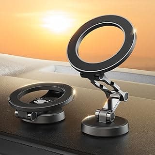 Mobile Phone Holder Car Magnet for MagSafe, Car Holder Strong Magnet, 360° Rotation, Strong 3M Adhesive, Foldable and Full Metal, Dashboard Glass Panel Car Mobile Phone Holder for Apple Magsafe