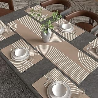 طقم مفارش سفرة ارت مود هوم Lynn Leaf من الكانفاس متعدد الالوان 45 عرض × 30 طول و 35 عرض × 140 طول سم