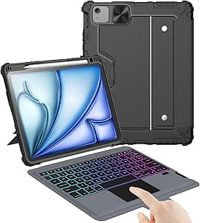 Keyboard Case for iPad Pro 11(1st/2nd/3rd/4th Gen), iPad Air 5th&4th, iPad Air 11 inch Case with Keyboard(M3/M2), Magic Trackpad, Detachable Keyboard with 7 Backlight Colors, Black