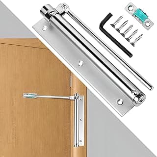 Alloy Closer - Heavy Duty Automatic Door Closer Strong Aluminum Alloy Silent Operation Adjustable Speed for Doors Up to 60 Kilograms Silver