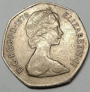 عملة إنجليزية قديمة 50 بنس إليزابيث 1978