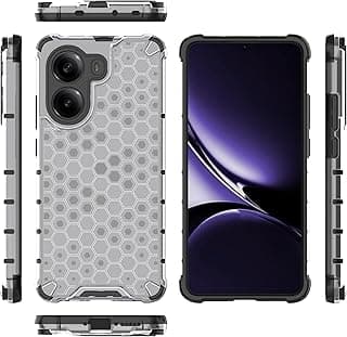 جراب حماية متوافق مع شاومي Poco X7 Pro 5G، جراب متوافق مع Redmi Turbo 4 5G بتصميم خلية النحل، مضاد للصدمات والسقوط، أبيض