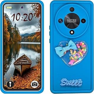 Silicon Shockproof Protective Bumper Resistant Case with Hearts Glitter for Honor X9b 5G / Honor Magic 6 Lite (Sky Blue)