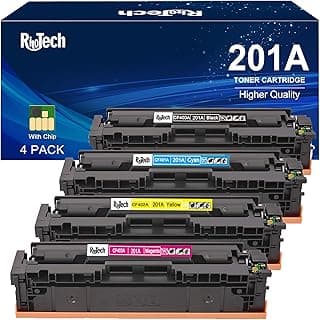 خراطيش حبر 201A / 201X، متوافقة مع طابعات HP Laserjet Pro MFP M277dw، من ريتو تيك، ألوان أسود وسماوي وأصفر وأرجواني