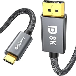USB C to DisplayPort 1.4 Cable 10FT, [8K@60Hz, 4K@144Hz, 2K@240Hz], 5K HBR3 Type C to DP Cable, [Thunderbolt 3/4, USB4 Compatible] with MacBook Pro 2021, Mac Studio, iPad Pro, S21, XPS 15