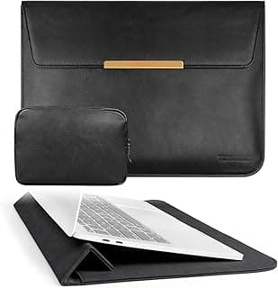 PU Leather Laptop Sleeve Case for 2016-2020 MacBook Air/MacBook Pro 13-13.3 in/iPad Pro 12.9/Dell XPS 13/ Surface Pro X (Black)