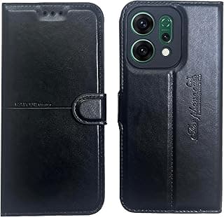 جراب جلد قلاب من كايوي لهاتف Oppo Reno 14 مع مسند وحماية للكاميرا (أسود)