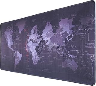 XYK Gaming Mouse Pad Large Size (800x300x3mm) Extended World Map Gamer Mouse Mat with Non-slip Rubber Base, Special-Textured Surface, Support for Computer, PC and Laptop - Black