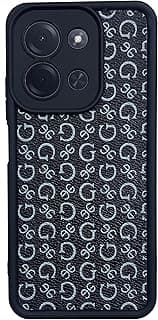 (لـ C85) Xpress غطاء خلفي سيليكون ناعم مع ملصق جلد وإطار TPU لحماية الكاميرا لشاومي Poco C85 4G مضاد للصدمات (أسود.G)