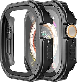 جراب Dl3 Mobilak متين لساعة ابل Ultra 2 / Ultra مقاس 49mm مع واقي شاشة، غطاء حماية متين من الدرجة العسكرية سلسلة Quattro Pro مضاد للسقوط وتغطية كاملة وممتص للصدمات (أسود)
