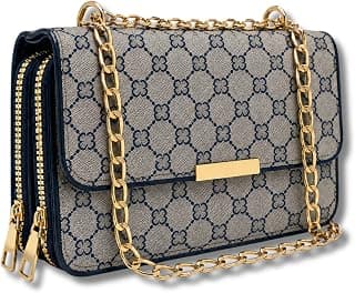 1555 LEATHER WOMEN CROSS BODY BAG, SHOULDER BAG, WITH ATTATCHED BELT, MODERN AND ELEGANT DESIGN, DIMENSIONS 13 * 21 * 8 CM (BLUE C1)