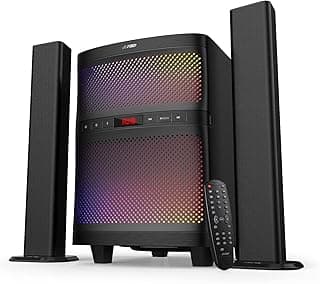 مكبر صوت ساوند بار بلوتوث T200X 140 وات 2.1 قناة مع إضاءة ليد متعددة الألوان ومنفذ USB وAUX وجهاز تحكم عن بعد للوسائط المتعددة للتلفزيون
