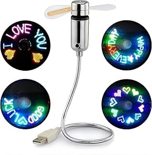مروحة رسائل - مروحة USB صغيرة جديدة بشاشة LED لعرض النصوص، قابلة للبرمجة RGB مع ذاكرة للابتوب والكمبيوتر