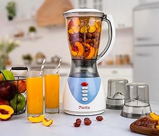 خلاط DA21-BLP500 بيانو 500W - 1.5 مع إبريق بلاستيك مقاوم للكسر 1.5 ل و2 مطحنة من دانتا، أزرق