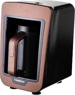 Automatic Turkish Coffee Maker 330ml, Power 735 Watt, Capacity 4 Cups, LuminaSense Technology, Light and Sound Alarm, (Turkey) Brown x Black TCME-100