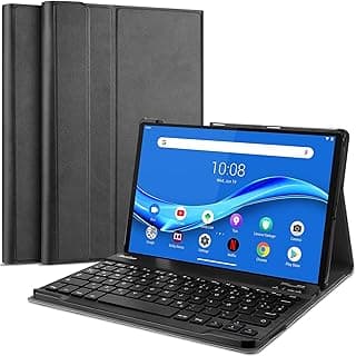 جراب كيبورد لجهاز لينوفو Tab M10 Plus مقاس 10.3 بوصة FHD/لينوفو Tab K10، غطاء نحيف وخفيف الوزن مع كيبورد لاسلكي قابل للفصل مغناطيسياً - أسود