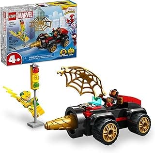 لعبة LEGO Marvel Drill Spinner Vehicle، سيارة مايلز موراليس مع مجسمين صغيرين، لعبة مارفل من مسلسل ديزني بلس Spidey and His Amazing Friends، هدية للأطفال 4-6 سنوات، 10792
