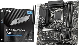 مذربورد برو B760M-A واي فاي سيريز من ام اس اي، تدعم معالجات انتل LGA 1700 الجيل الثاني عشر والثالث ومايكرو ايه تي اكس، وواي 6E، وذاكرة DDR4 - لون أسود