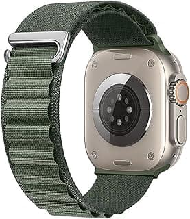 سوار ساعة متوافق مع ابل Watch Series Ultra 8 7 6 5 4 3 2 1 SE مقاس 49mm 45mm 44mm 42mm للنساء والرجال، سوار رياضي من النايلون (زيتوني)