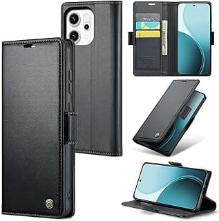 Phone Case Cover UNBLACK Luxury PU Leather Flip Cover 023 Card Slot Holder Cover Compatible with Oppo Reno 14 (Black)