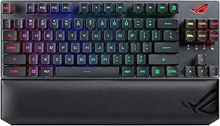 لوحة مفاتيح ألعاب روج ستريكس سكوب RX TKL لاسلكية ديلوكس 80%، اتصال ثلاثي الأوضاع (تردد 2.4 جيجا RF، بلوتوث، سلكي)، مفاتيح ميكانيكية بصرية روج RX، أغطية مفاتيح PBT ار جي بي، مسند للمعصم من اسوس، أسود