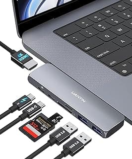 موزع USB C و HDMI لماك بوك برو/اير M1 M2، محول 7 في 2 متعدد المنافذ مع 4K HDMI، 2 منفذ USB 3.0، قارئ كروت TF/SD، منفذ USB-C للبيانات، طاقة 100W وسرعة 40Gbps