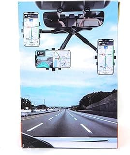 حامل موبايل للسيارة متعدد الوظائف لمرآة الرؤية الخلفية، حامل قابل للدوران 360 درجة، لكل الموبايلات، حامل سيارة قابل للتعديل