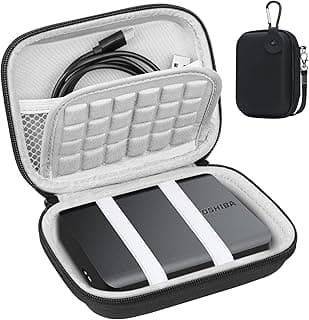 Hard Drive Case for Toshiba Canvio Basics/Flex/Advance/Gaming/Slim/Connect II & Other 2.5 Inch External Hard Drives 1TB-5TB, Water Resistant, Shockproof, Travel Bag, Black