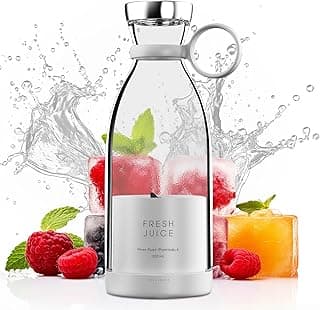 Portable Blender for Shakes and Smoothies 350ML, Rechargeable Personal Fruity Bullet Mini Blender Bottle, Smoothie Maker with USB Wireless Charger, Perfect for Travel, Gym, Office